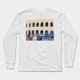 Colosseum in Rome With Tourists in the Way, graphic design Long Sleeve T-Shirt